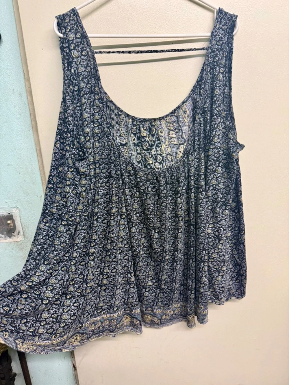 Free People Floral Print Oversized Tank Tunic | Boho Sleeveless Top